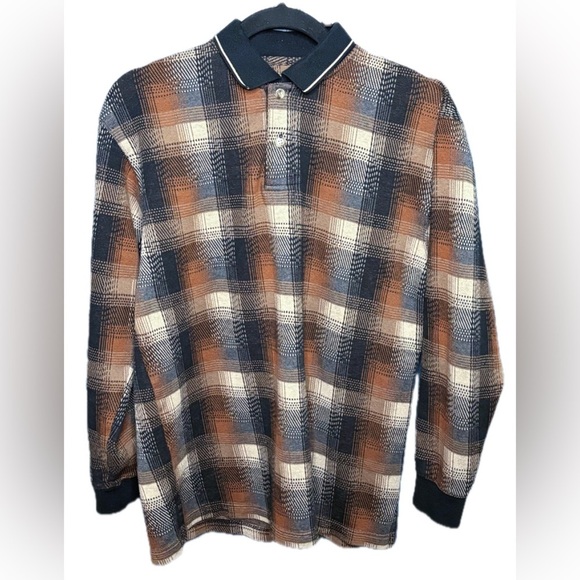 Vintage Other - Vintage Brown Black Plaid Polo Shirt Small Goblincore Cottagecore Guy Grandpa